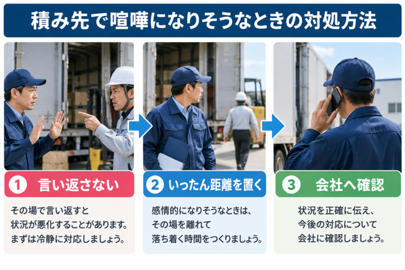 積み先の倉庫で喧嘩になりそうなときの対処方法