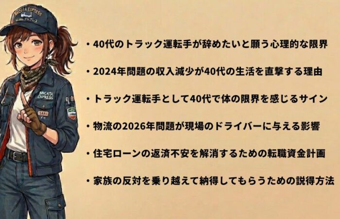 トラックを辞める勇気を持つ40代が知るべき物流の現状