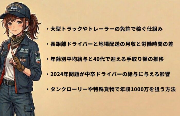 中卒のトラック運転手で年収を上げる実態と車種別の給料