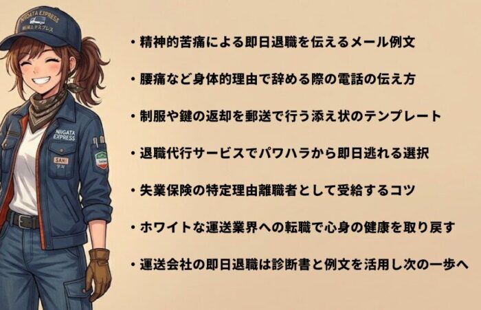 運送会社の即日退職で診断書と共に送る例文の書き方
