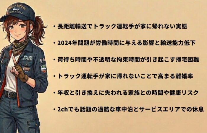 トラック運転手が家に帰れない理由と2024年問題