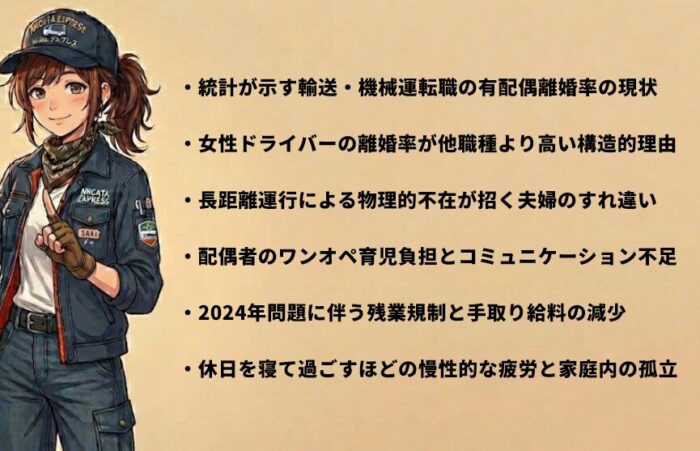 トラック運転手の離婚率が高い統計的な実態と主な原因
