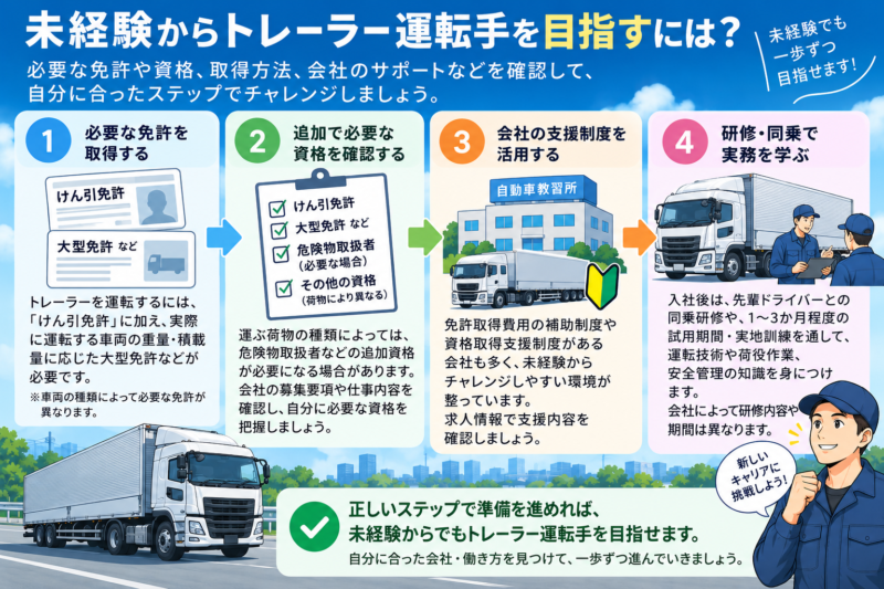 未経験からトレーラー運転手を目指すときの免許や研修の確認ポイント