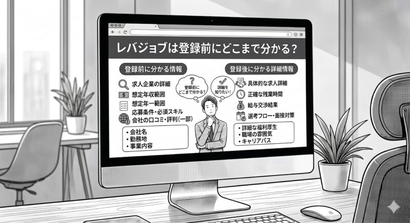 レバジョブは登録前にどこまで分かる？