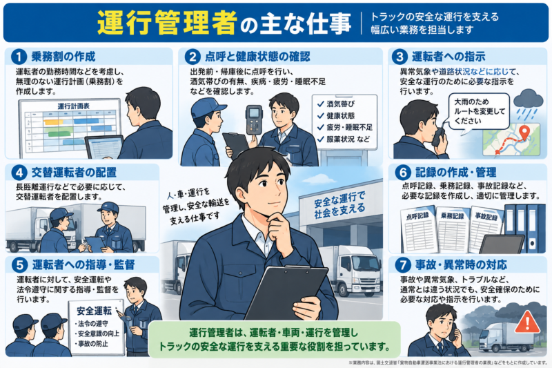 運行管理者の主な仕事内容をまとめた図解
