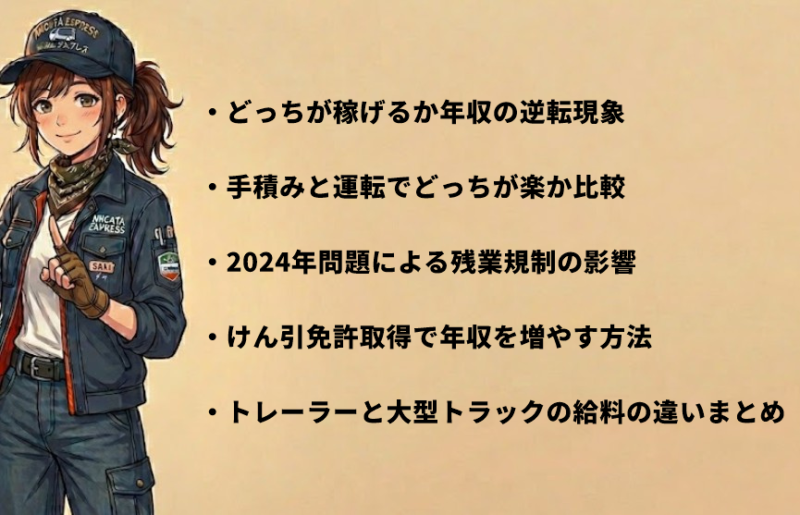 トレーラーと大型トラックの給料の違いと働き方