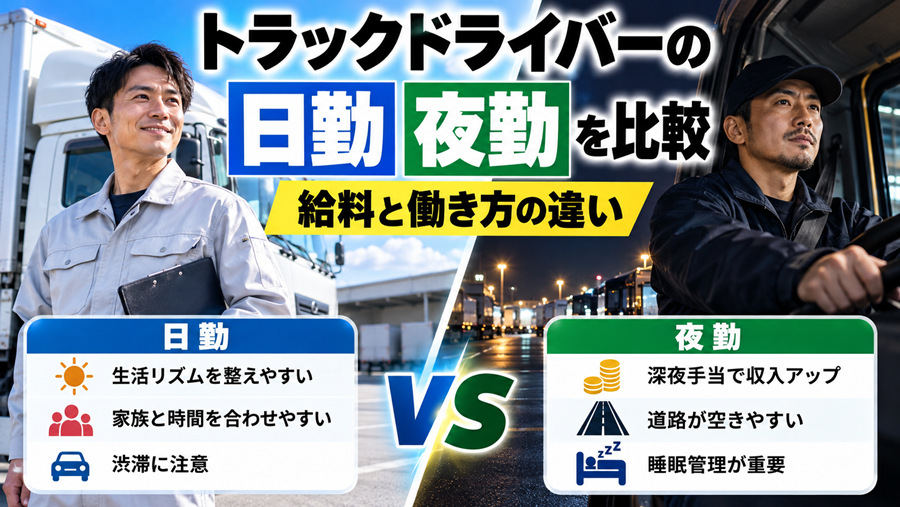 トラックドライバーの日勤と夜勤を比較｜給料と働き方の違い